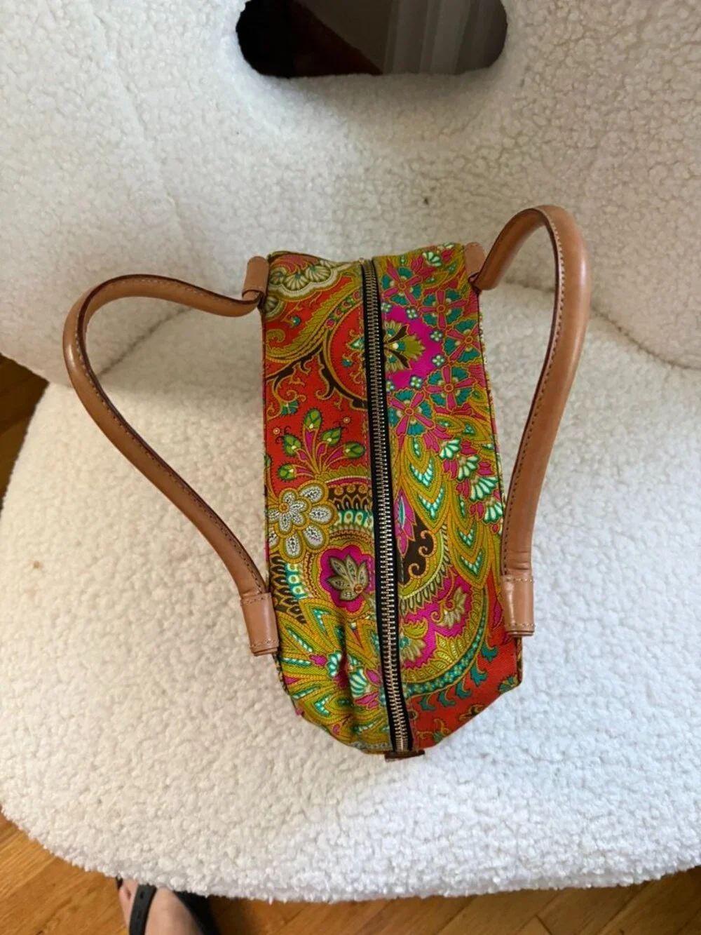 Authentic Kate Spade New York Vintage Paisley Canvas Satchel/Bowler Bag.